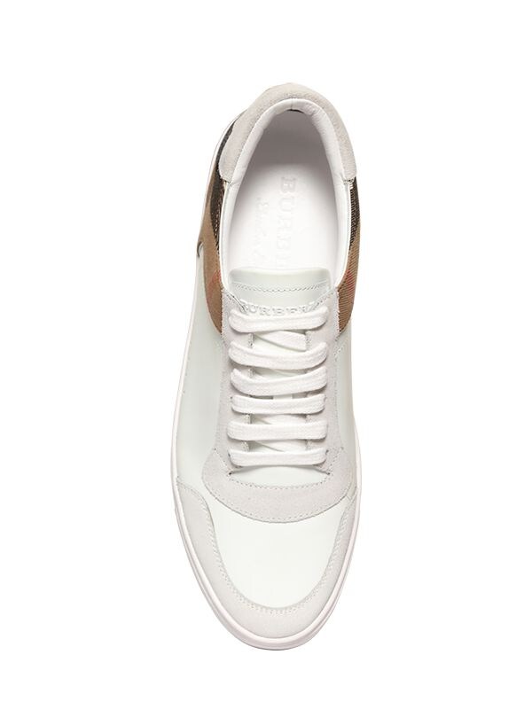 Shop Burberry New Reeth Check Canvas & Leather Sneaker In Белый
