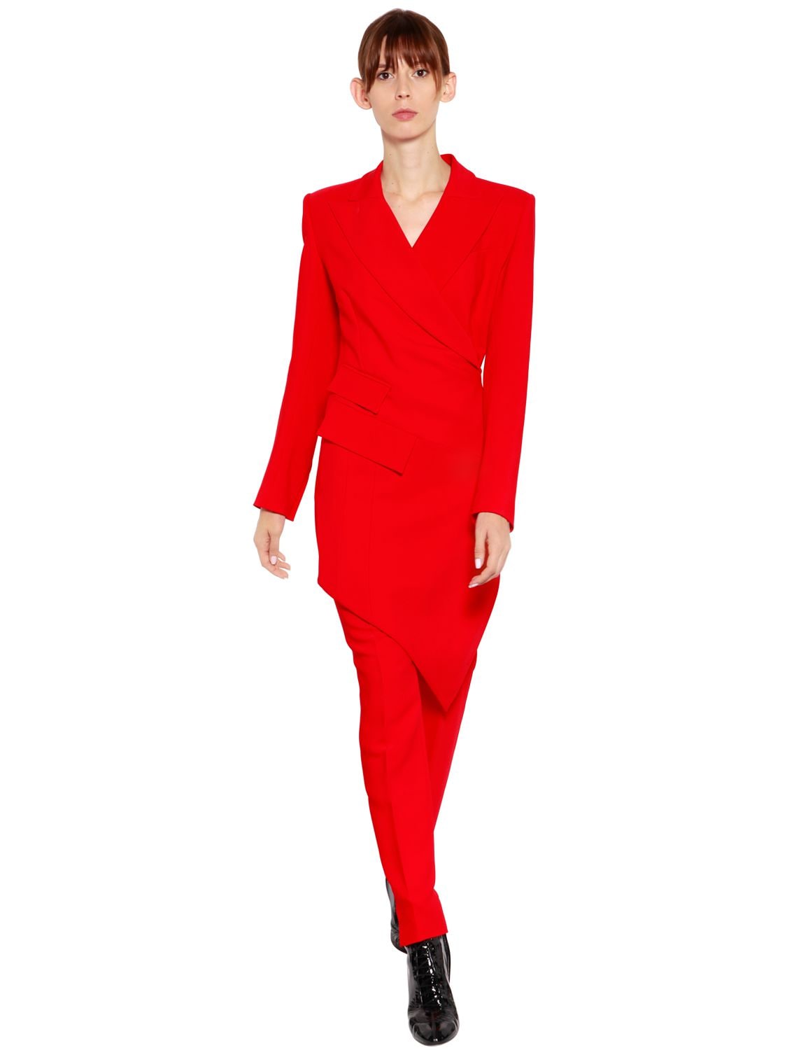 Antonio Berardi Wrap Cady Jacket Dress In Red