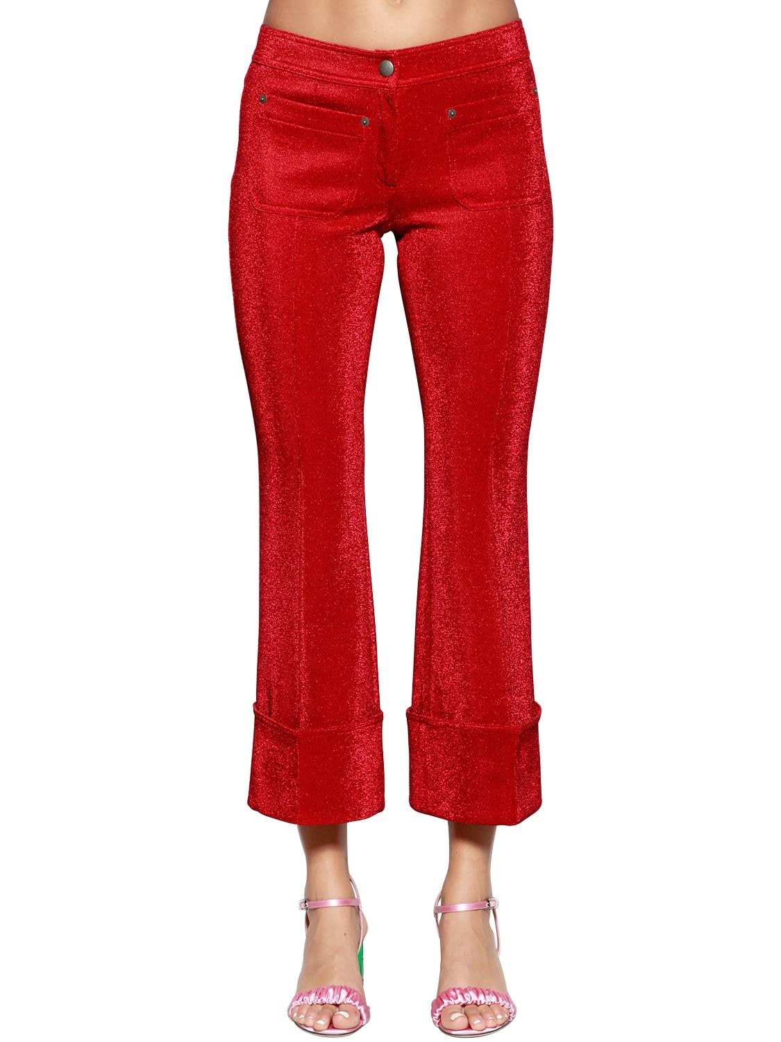 Marco De Vincenzo Flared Lurex Pants In Red