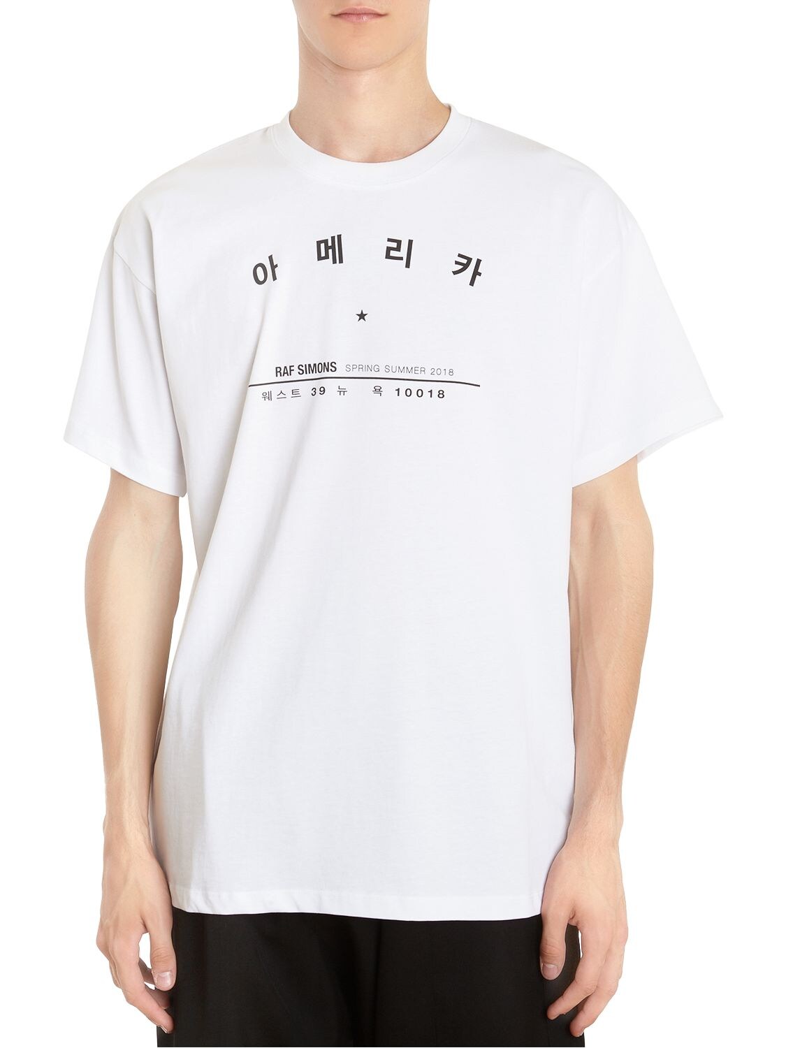 RAF SIMONS TOUR PRINTED COTTON JERSEY T-SHIRT,67ID0W003-MDAwMTA1