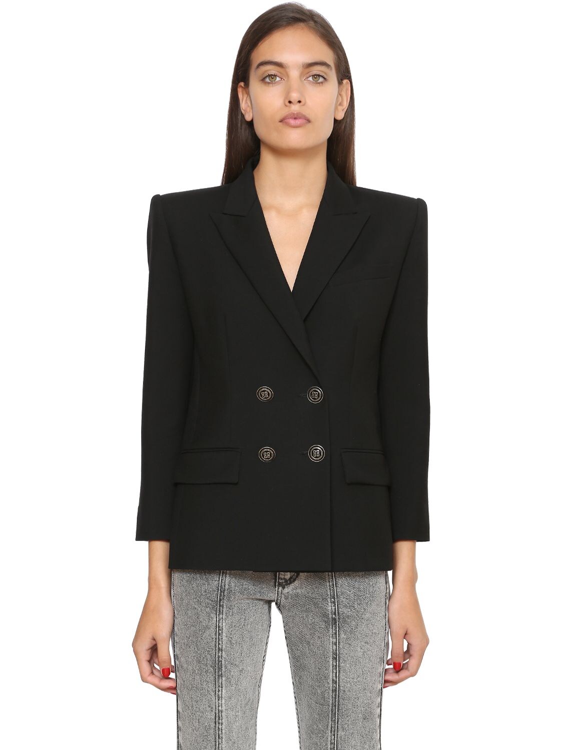 GIVENCHY DOUBLE BREASTED WOOL & MOHAIR BLAZER,67ID19002-MDAX0