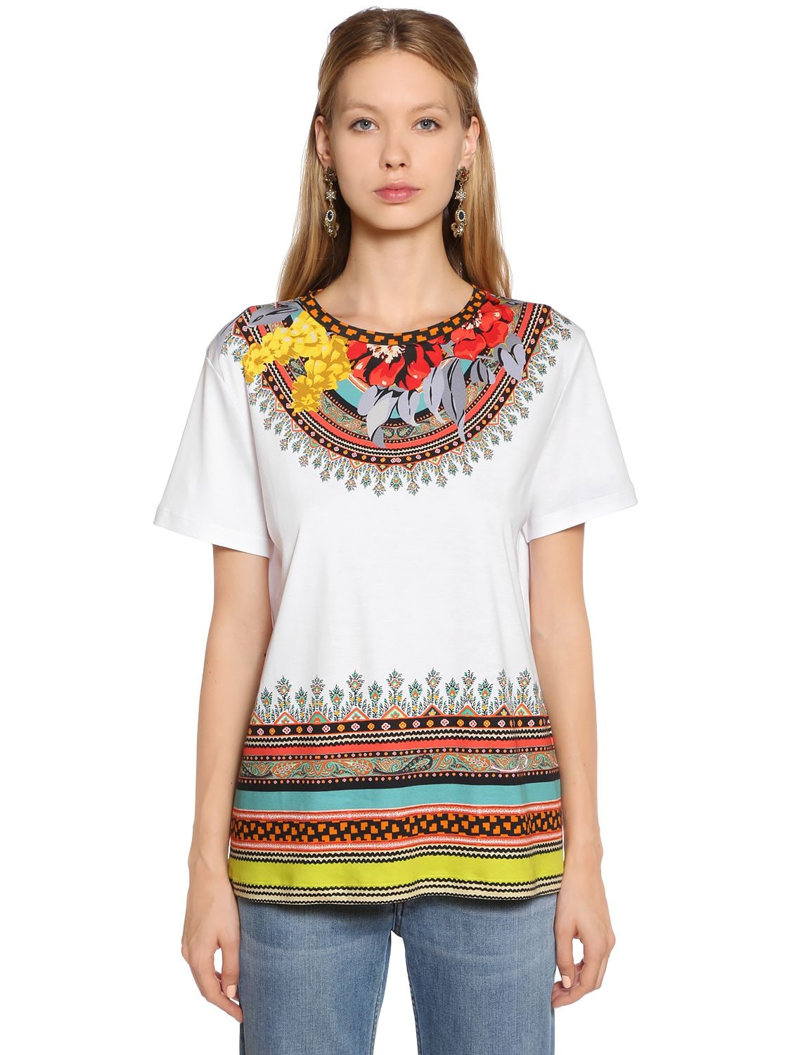 ETRO FLORAL PRINTED JERSEY T-SHIRT,67ID4M013-OTKW0