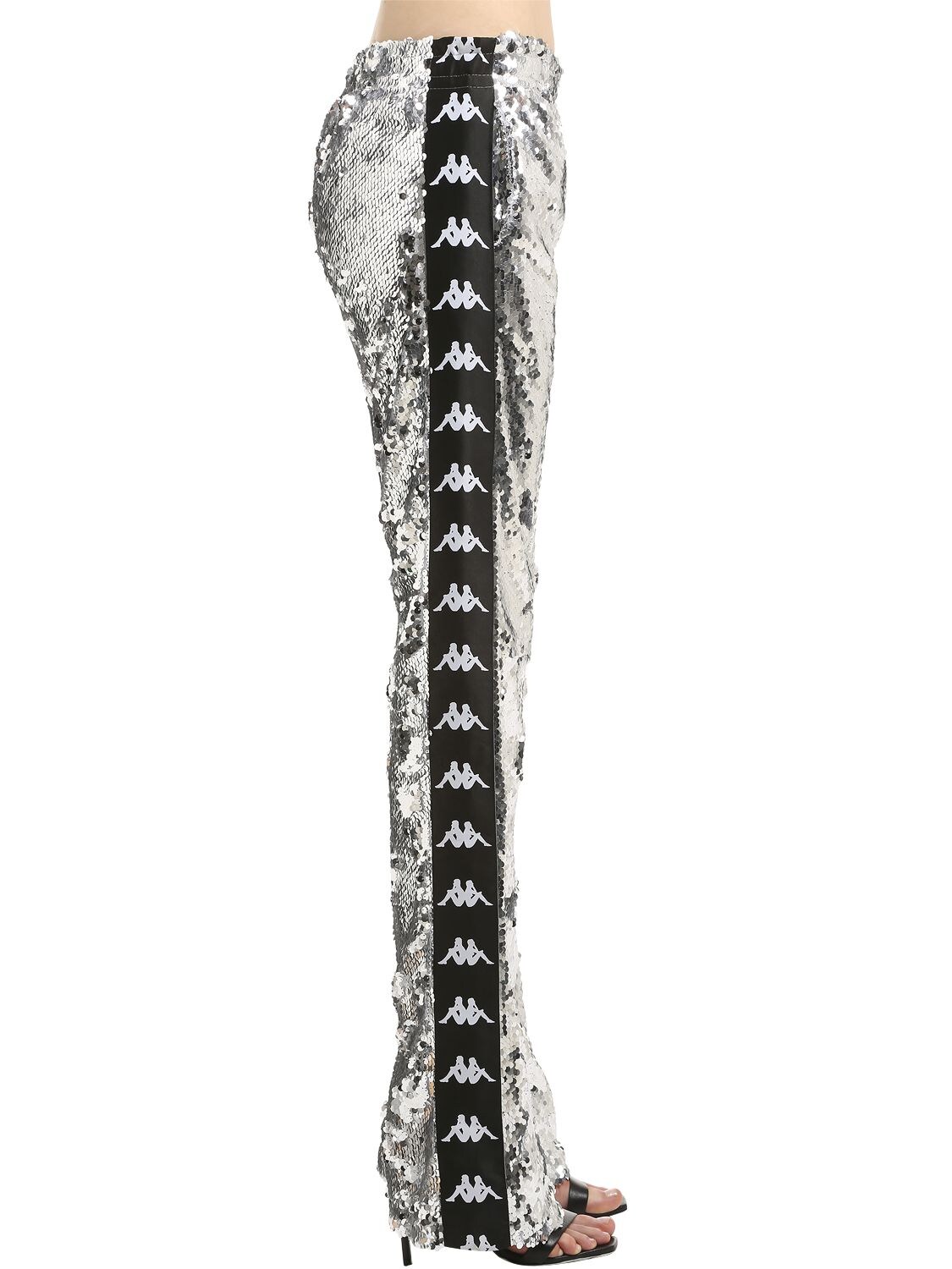 Faith Connexion Kappa Sequined Track Pants In Silver