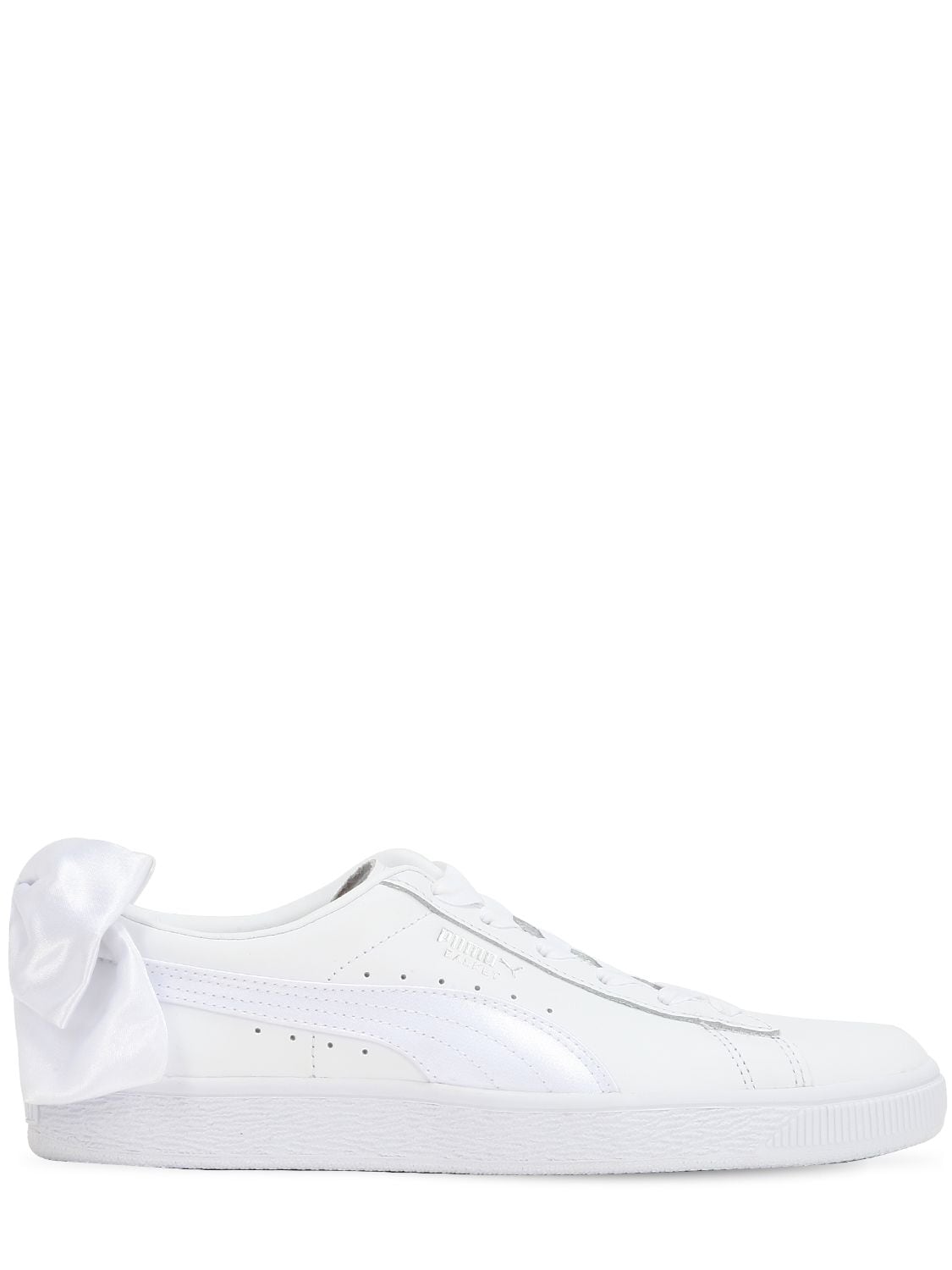 Puma Basket Bow Leather Sneakers In White