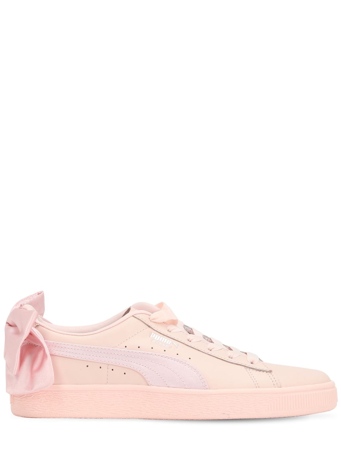 Puma Basket Bow Leather Sneakers In Pink