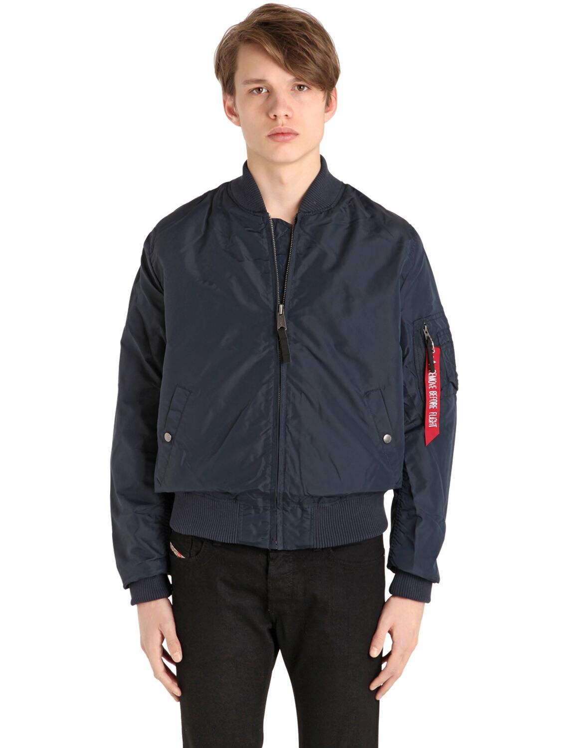 Alpha Industries Ma-1 Tt Slim Fit Nylon Bomber Jacket In Blue