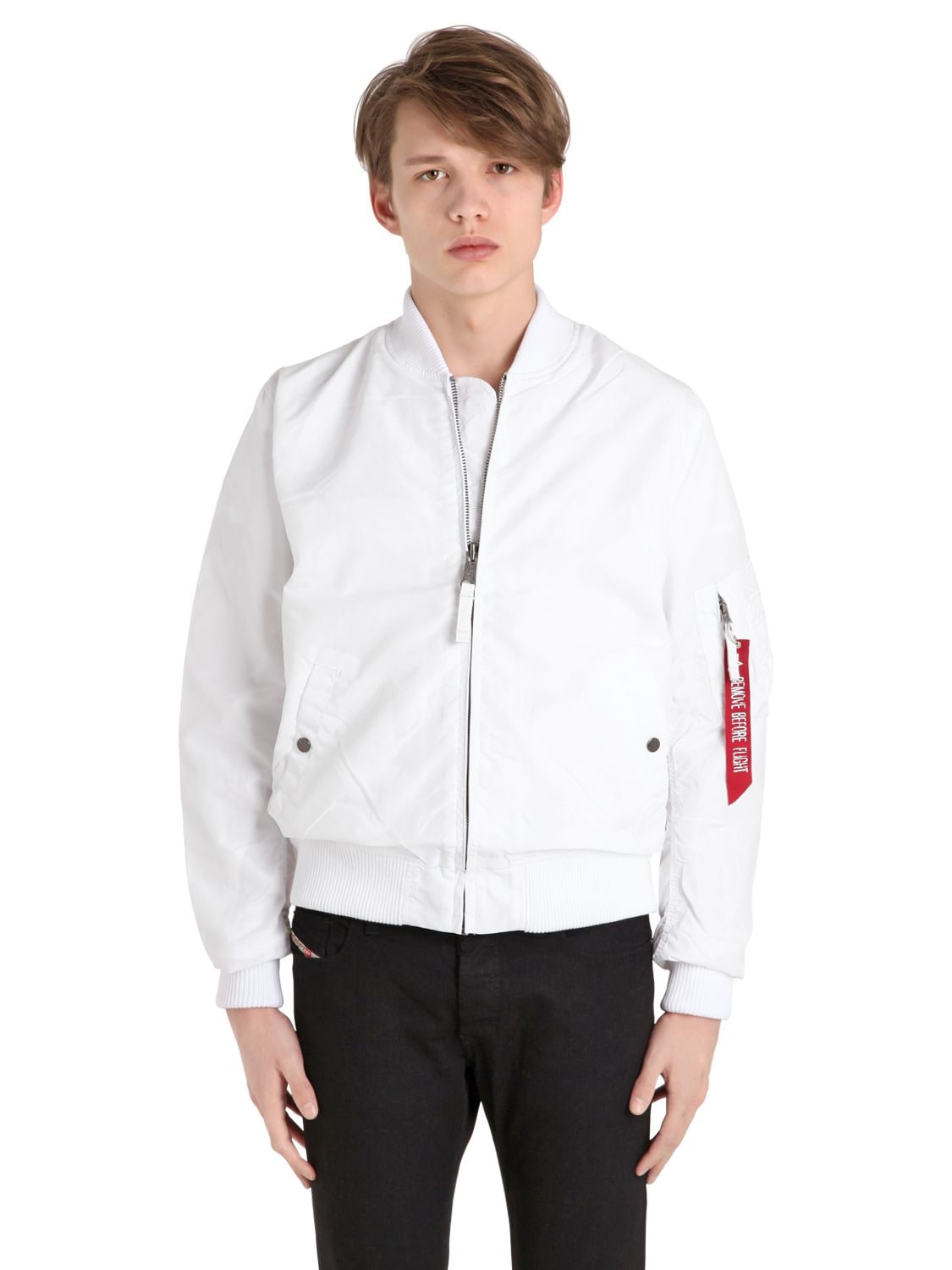 Alpha Industries Ma-1 Tt Slim Fit Nylon Bomber Jacket In White