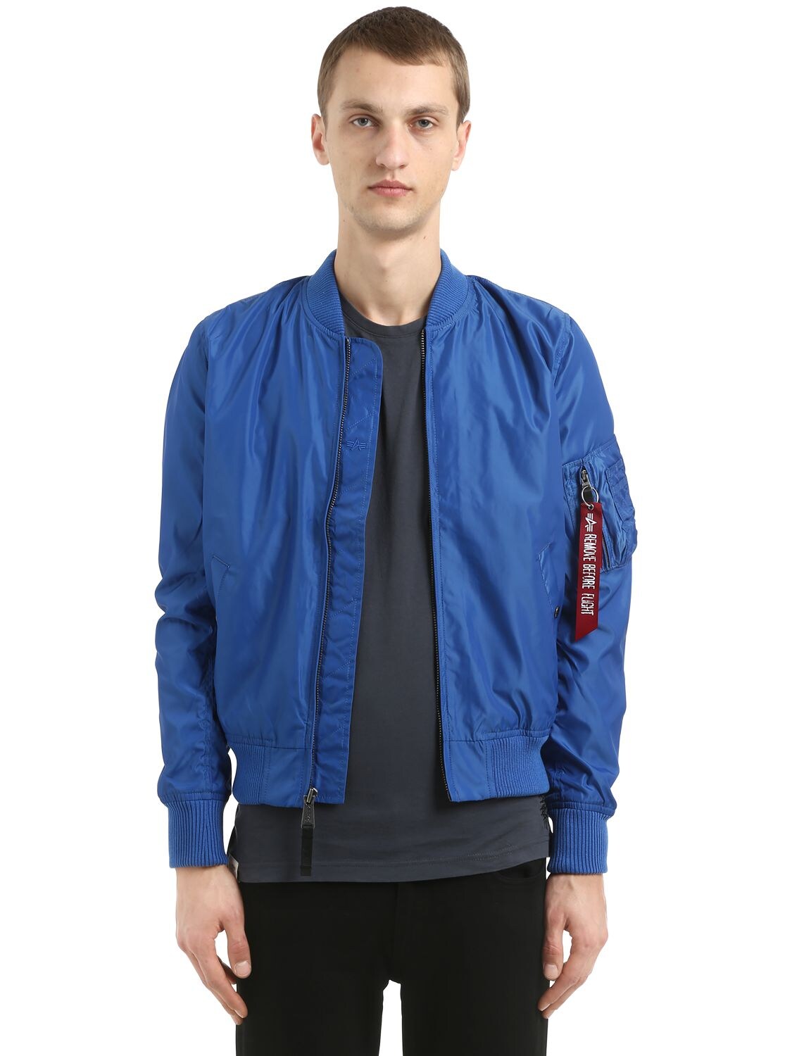 Alpha Industries Ma-1 Tt Slim Fit Nylon Bomber Jacket In Pacific Blue