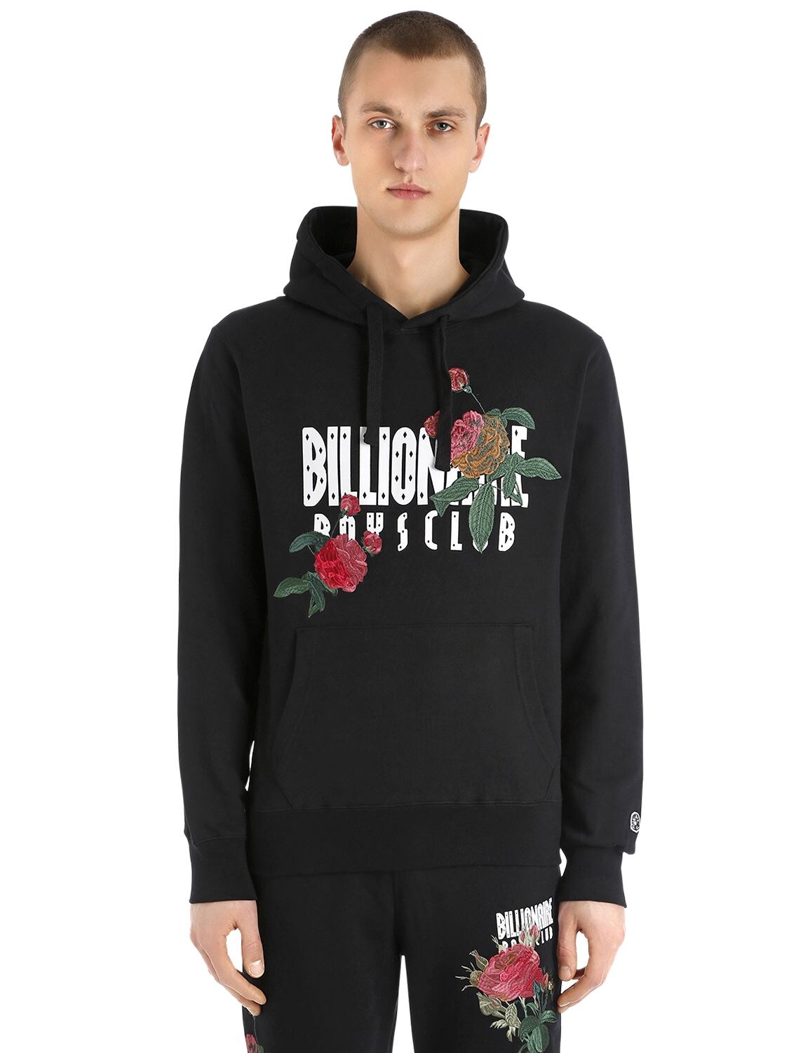 Bbc-billionaire Boys Club Hooded Floral Embroidered Sweatshirt In Black