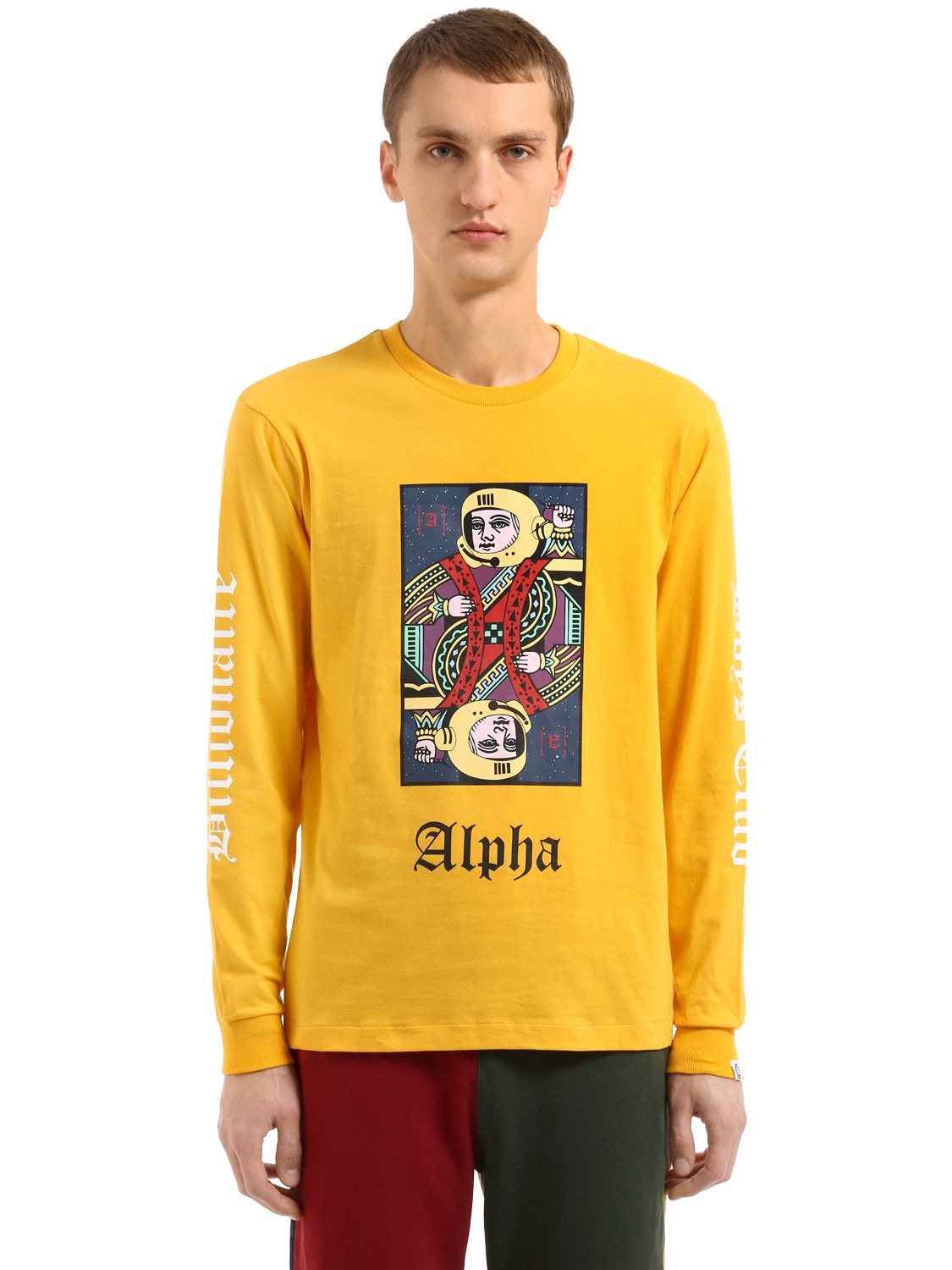 Bbc-billionaire Boys Club Alpha Omega Long Sleeved Cotton T-shirt In Yellow