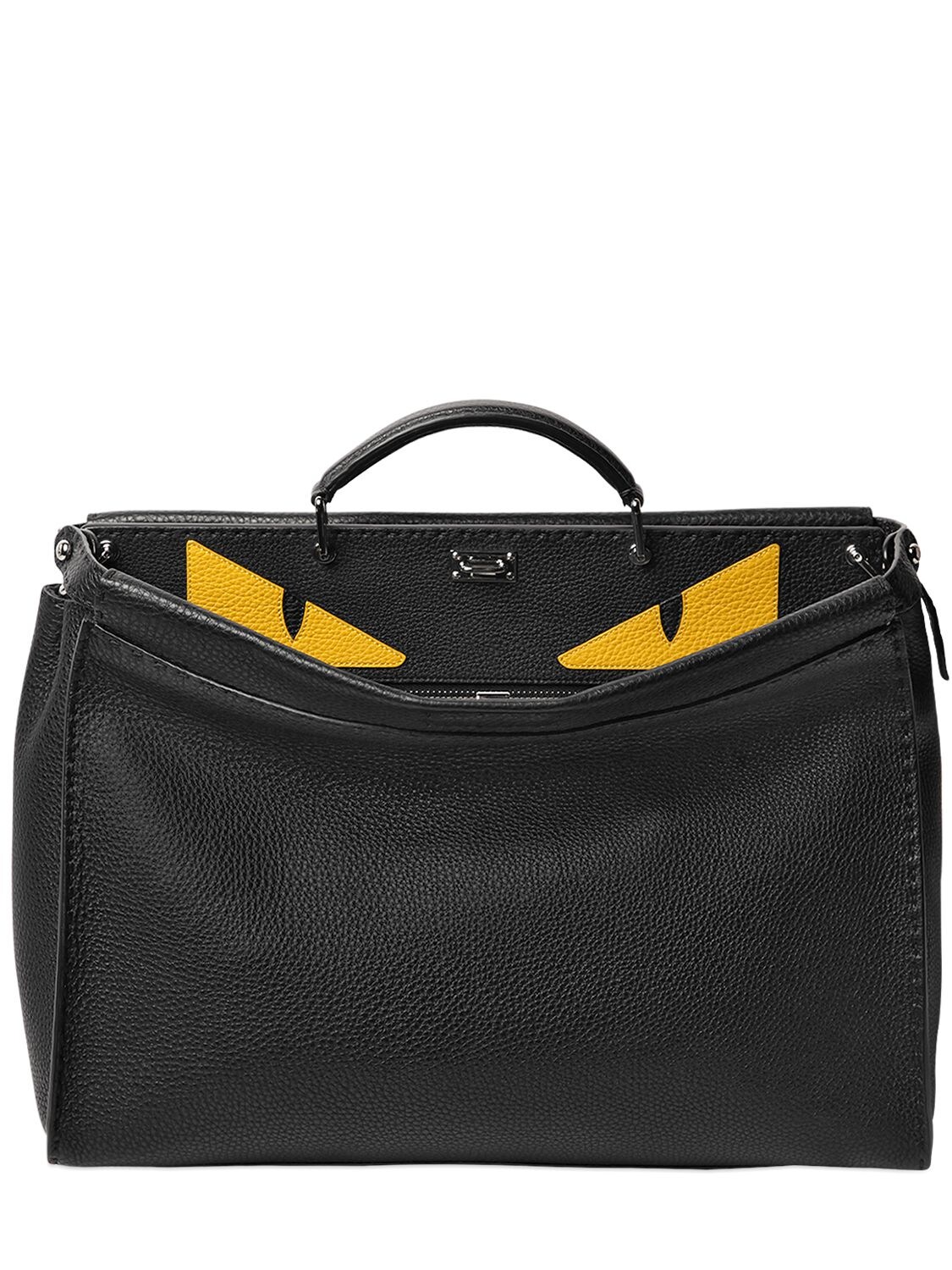 Fendi Medium Peekaboo Monster Leather Bag In Black/yellow