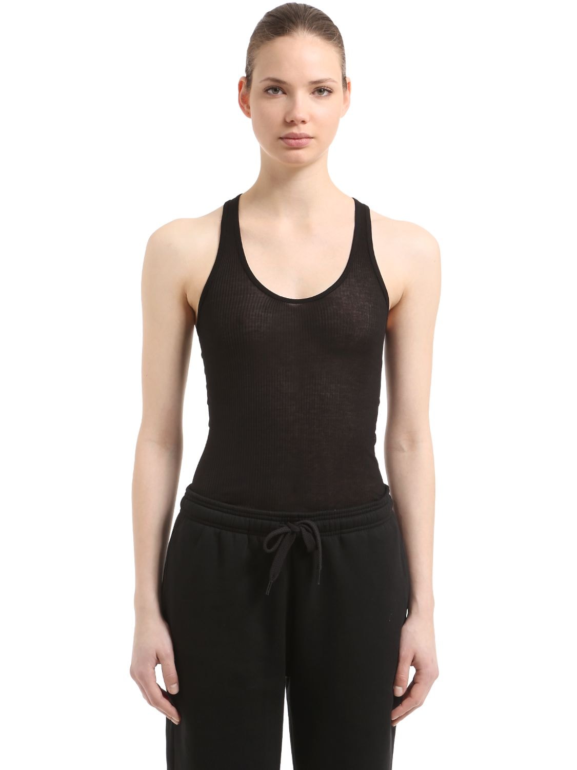 Isabel Marant Étoile Cotton Ribbed Jersey Tank Top In Black