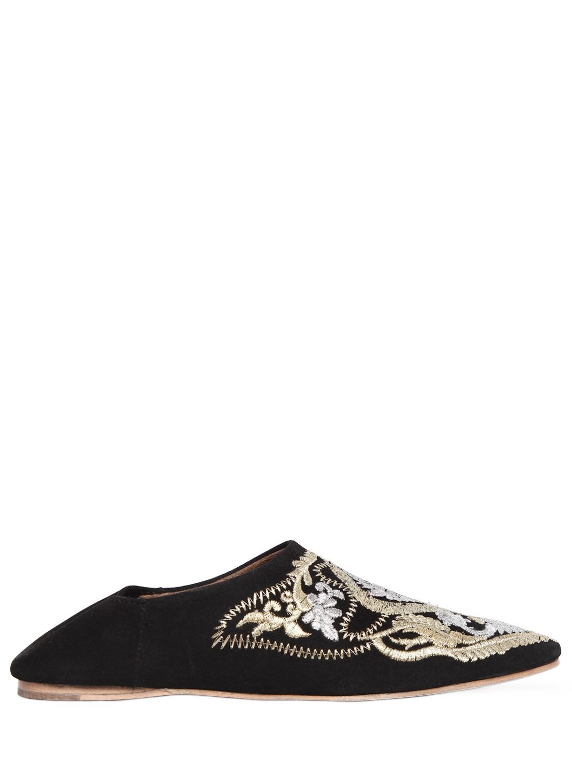 JEFFREY CAMPBELL 10MM EMBROIDERED SUEDE FLATS 67IE4U002-QkxLR0RM0
