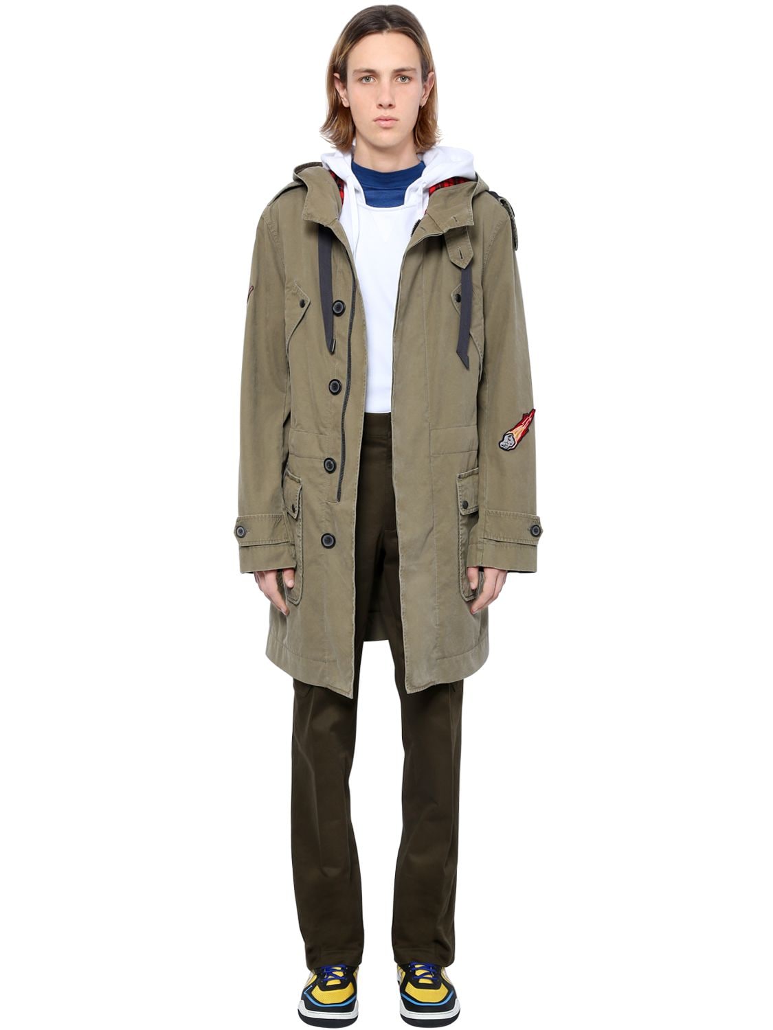 WASHED COTTON TWILL PARKA W/ PATCHES