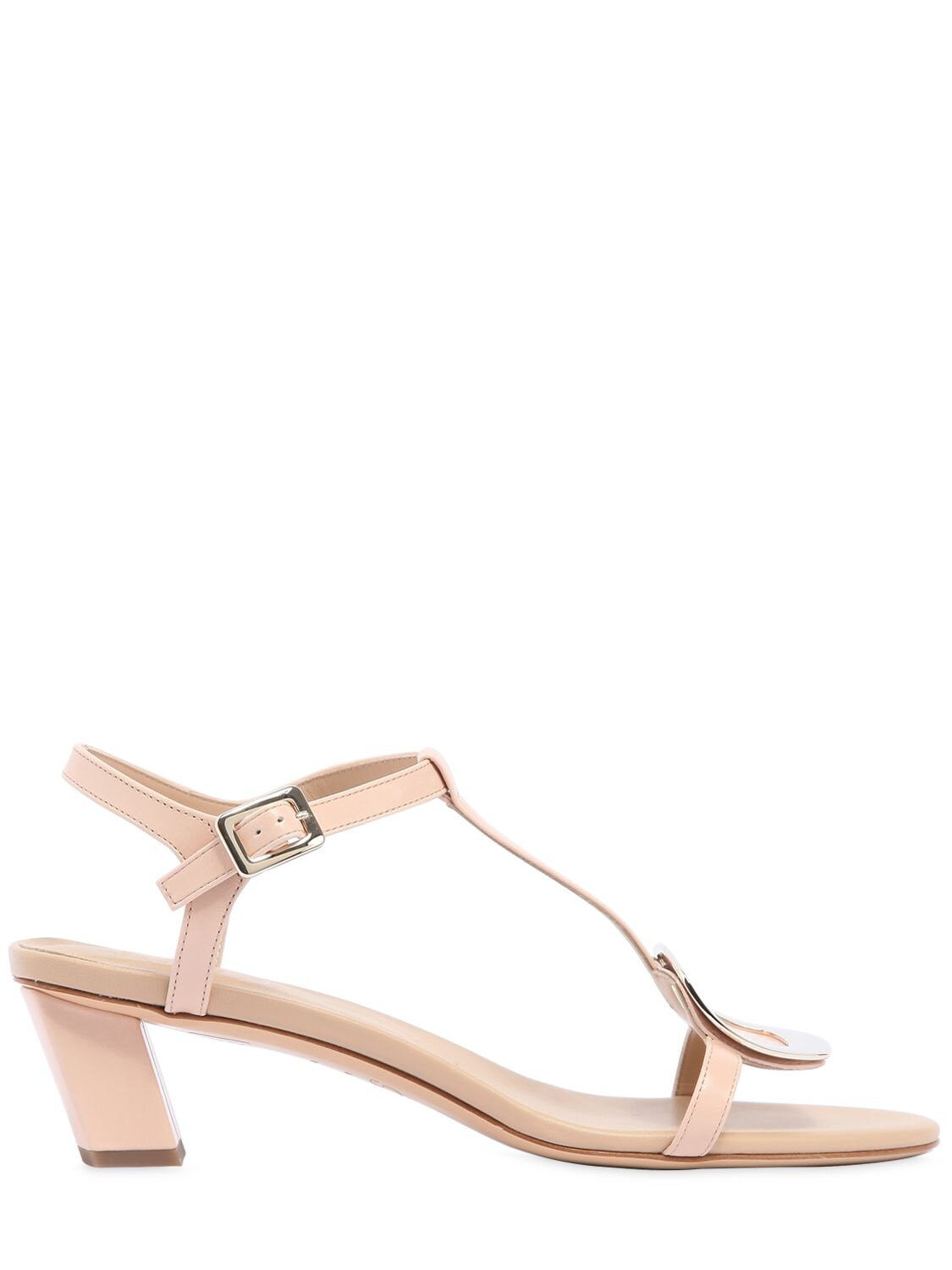 Roger Vivier 45mm Chips Leather Sandals In Nude