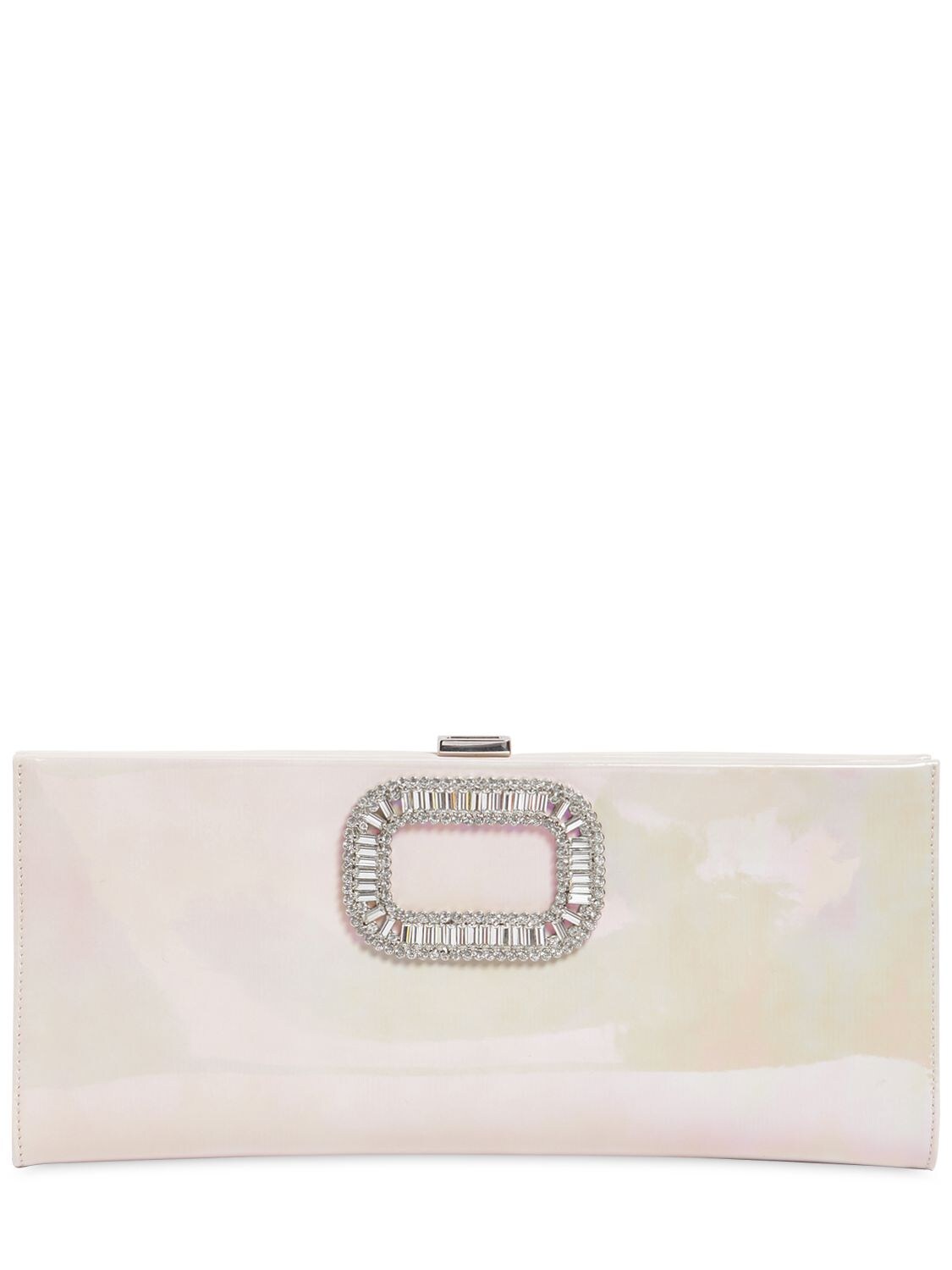 Roger Vivier Pilgrim Patent Leather Clutch In Pink