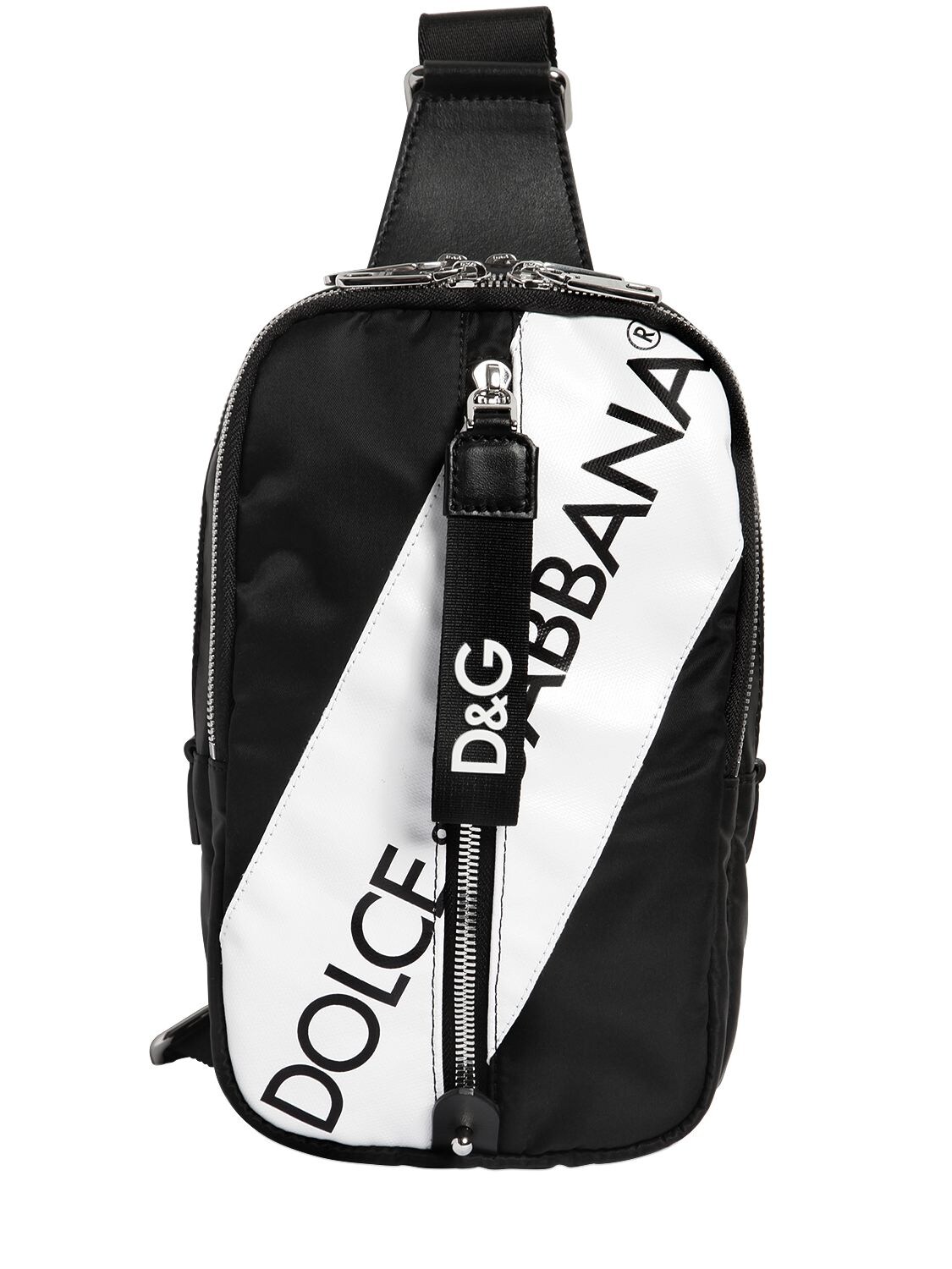 Dolce & Gabbana Logo Tape Nylon Mini Crossbody Bag In Black