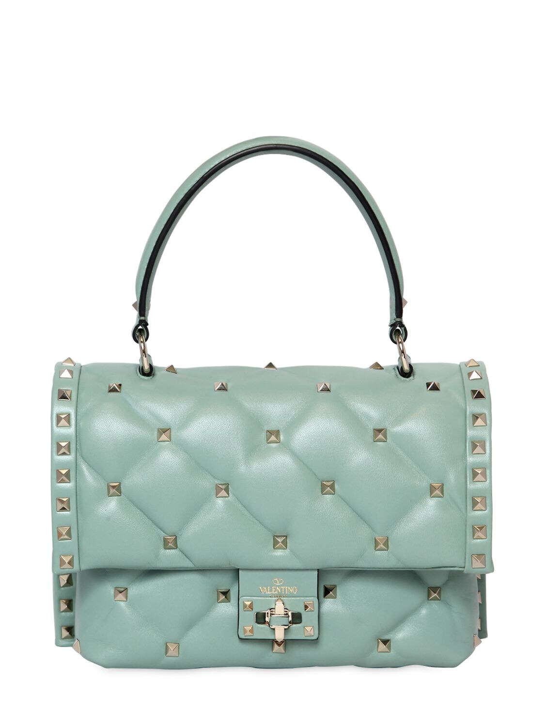 Valentino Garavani Candy Leather Top Handle Bag In Aqua | ModeSens