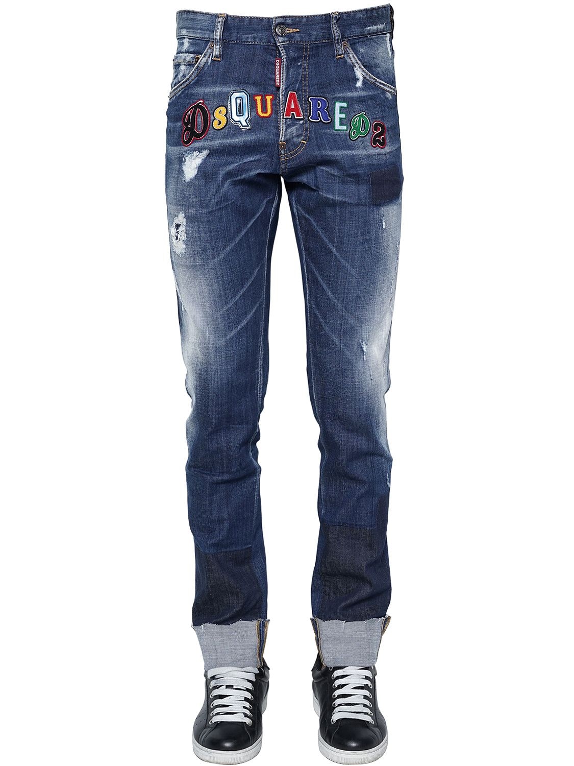 DSQUARED2 16.5CM COOL GUY LOGO PATCH DENIM JEANS,67IG7E029-NDCW0
