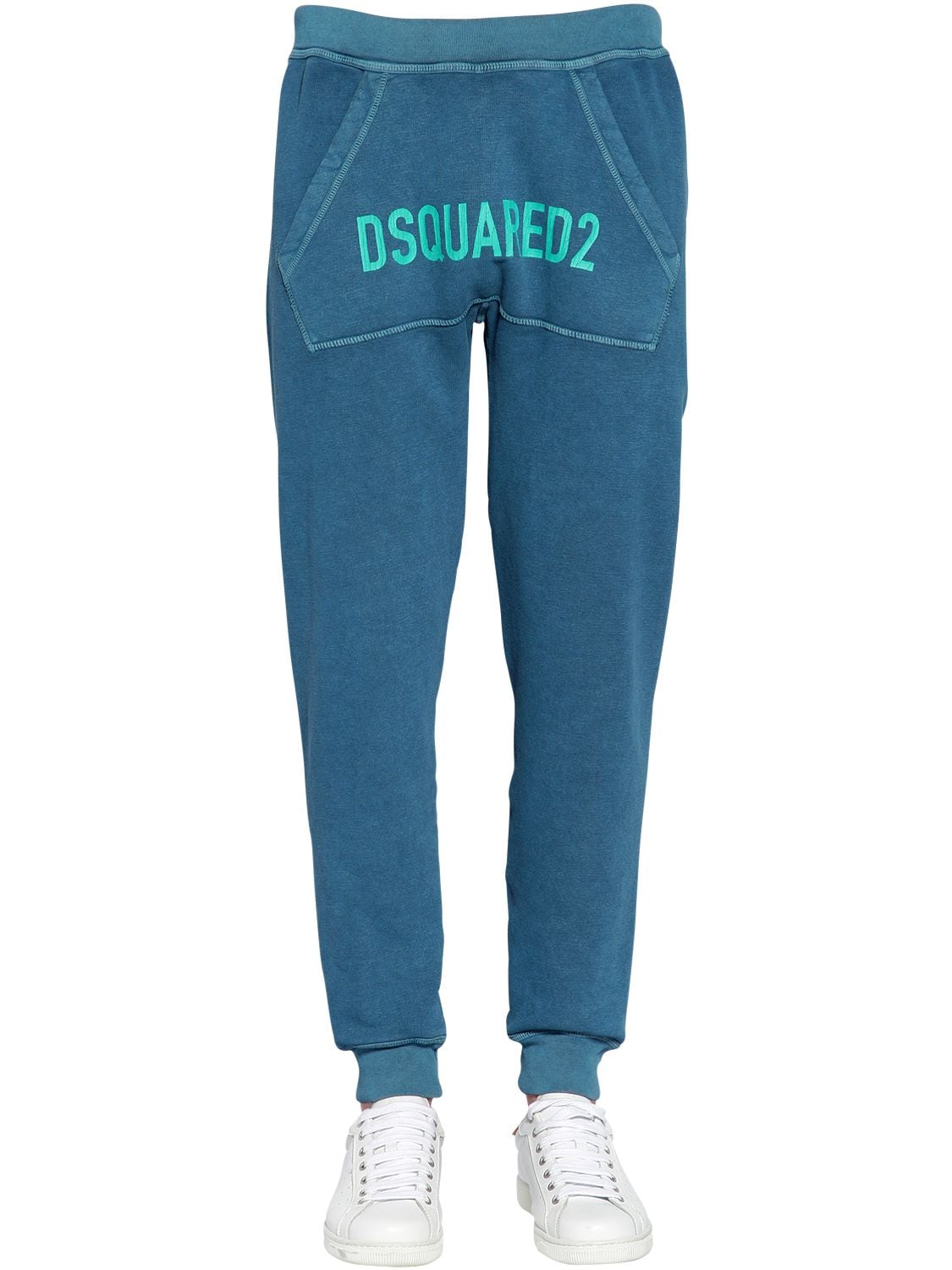 Dsquared2 Printed Cotton Jersey Sweatpants In Petrol