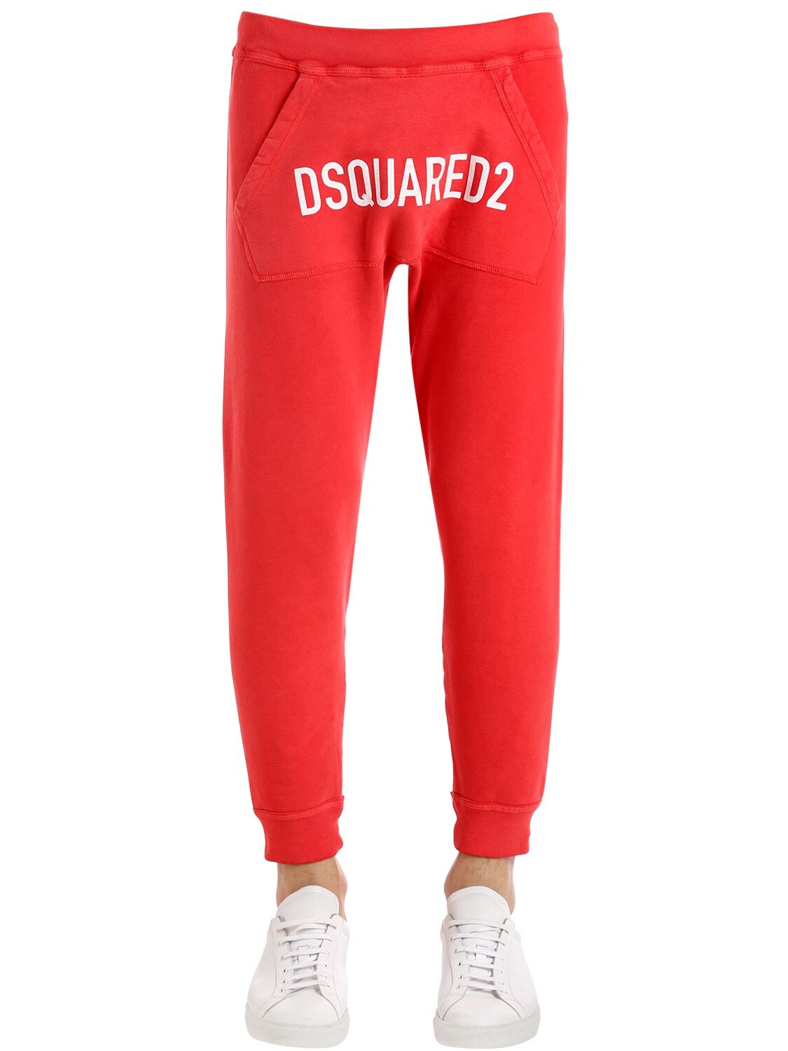 Dsquared2 Printed Cotton Jersey Sweatpants In Coral