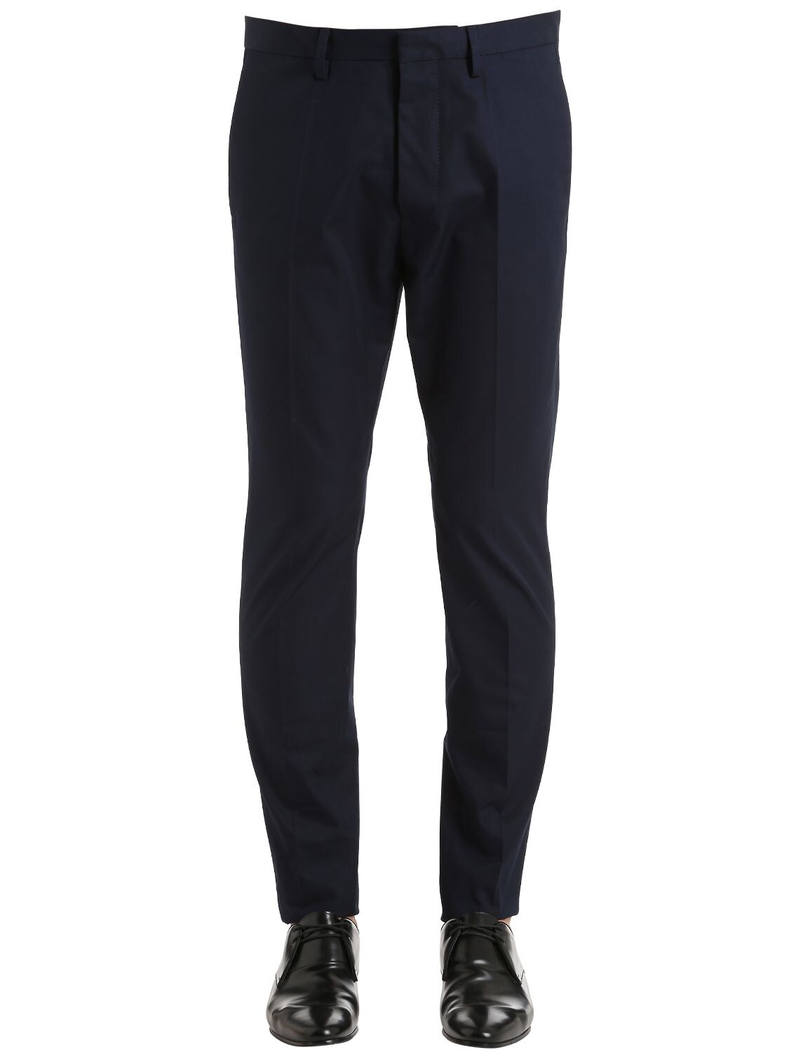 Dsquared2 16cm Hockney Cotton Twill Chino Pants In Dark Blue