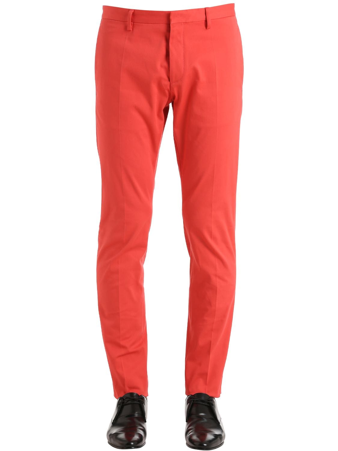 Dsquared2 16cm Tidy Stretch Light Cotton Pants In Coral/red