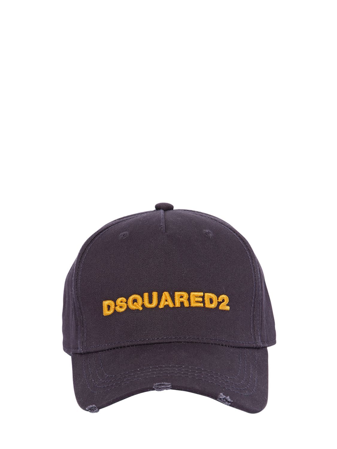 Dsquared2 Logo Embroidered Gabardine Baseball Hat In Navy/ochre