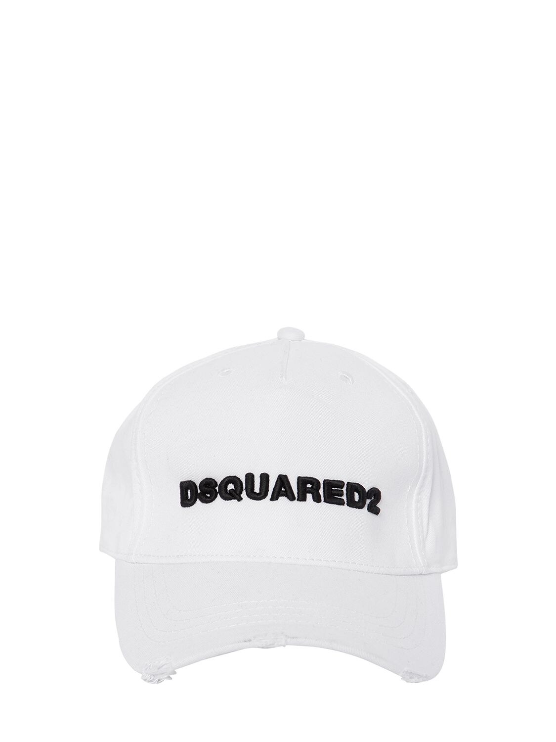 Dsquared2 Logo Embroidered Gabardine Baseball Hat In White/black