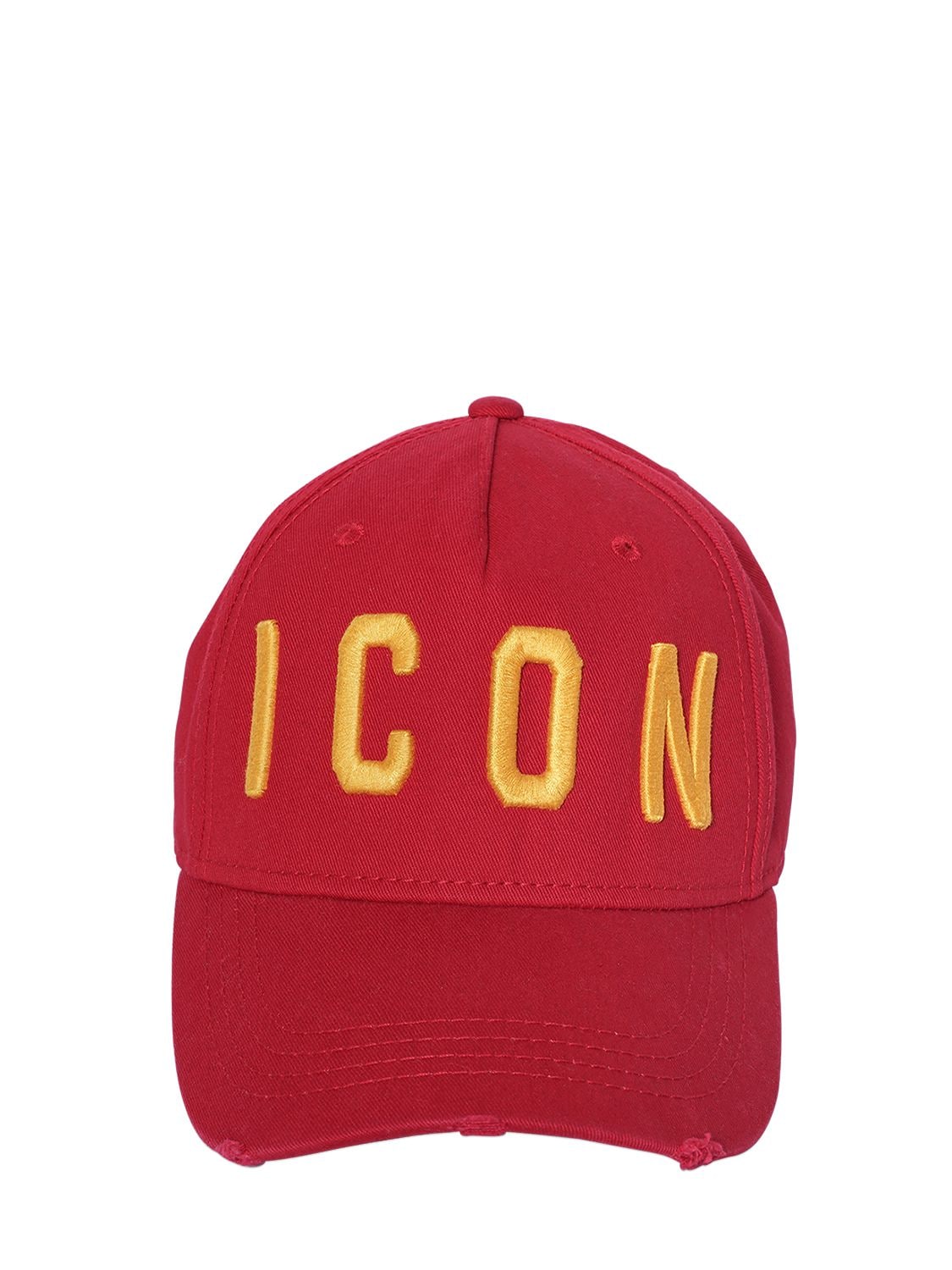 Dsquared2 Icon Cotton Gabardine Baseball Hat In Red/ochre