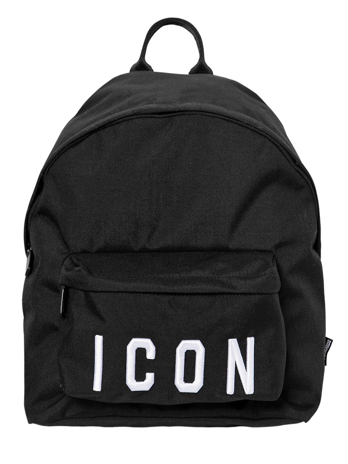 Dsquared2 Icon Patches Nylon Canvas Backpack In Black,white