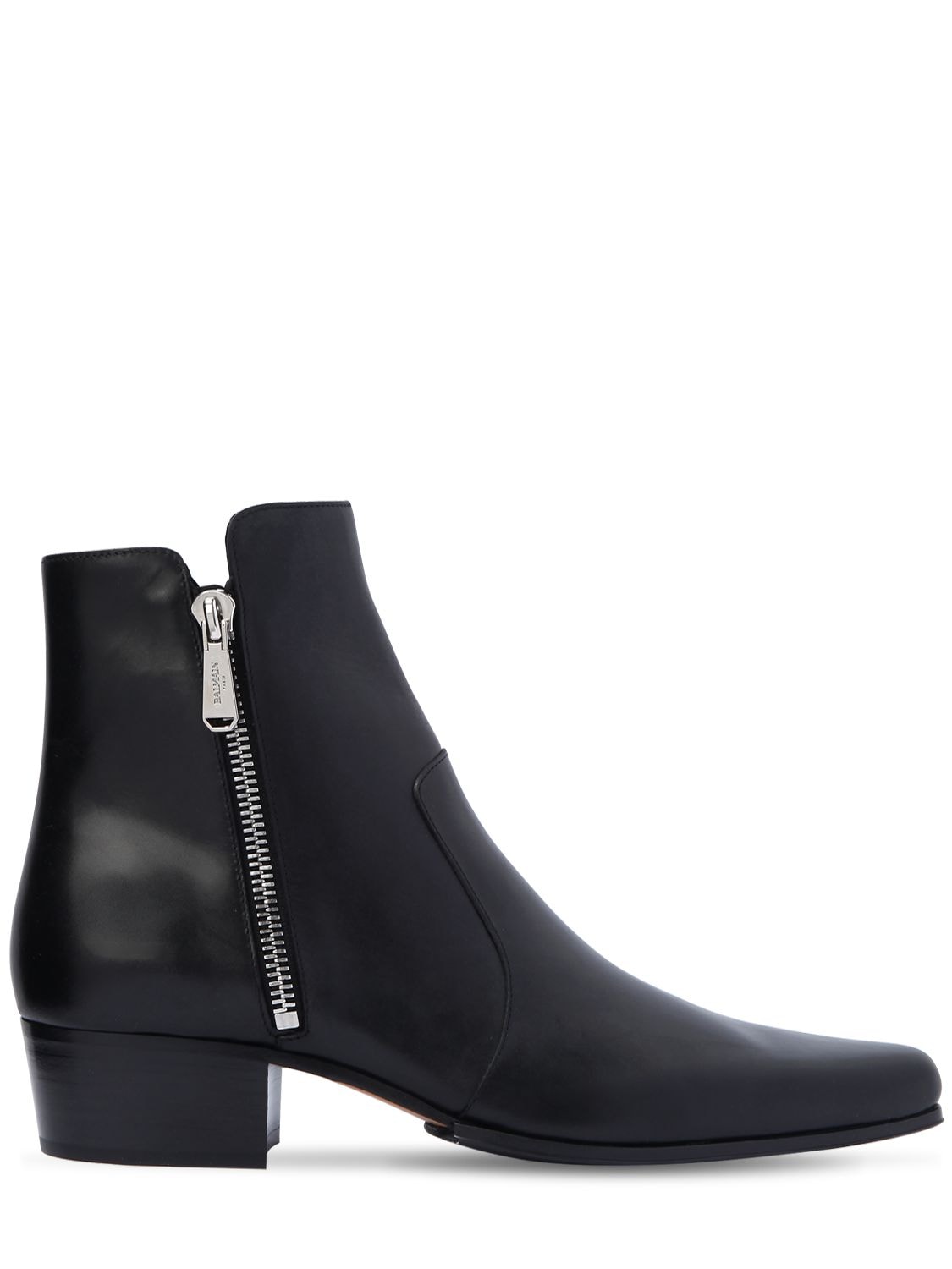 BALMAIN 35MM ANTHOS ZIP LEATHER ANKLE BOOTS,67IG8P007-MTc20