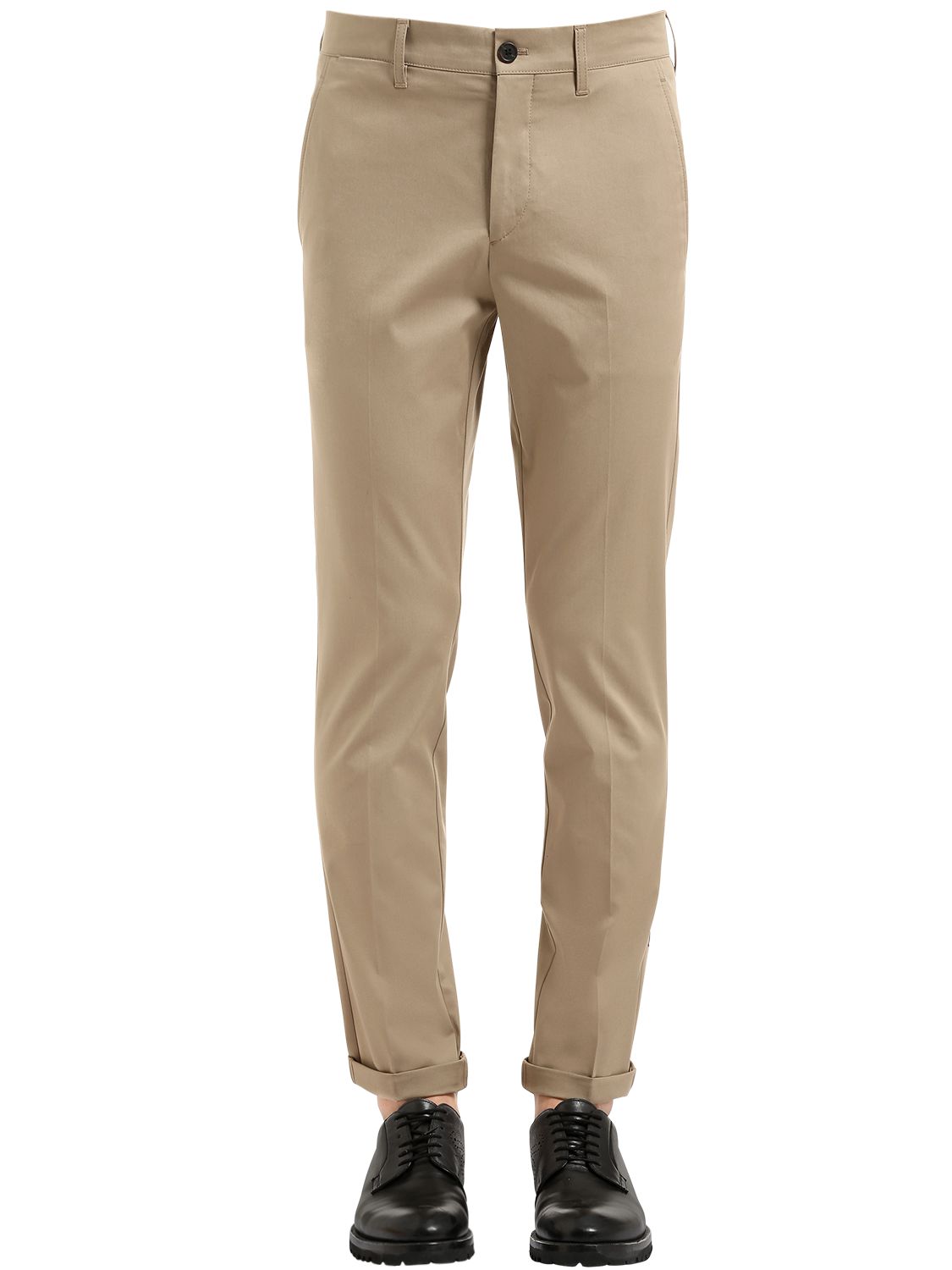 Prada 18cm Stretch Gabardine Chino Pants In Beige