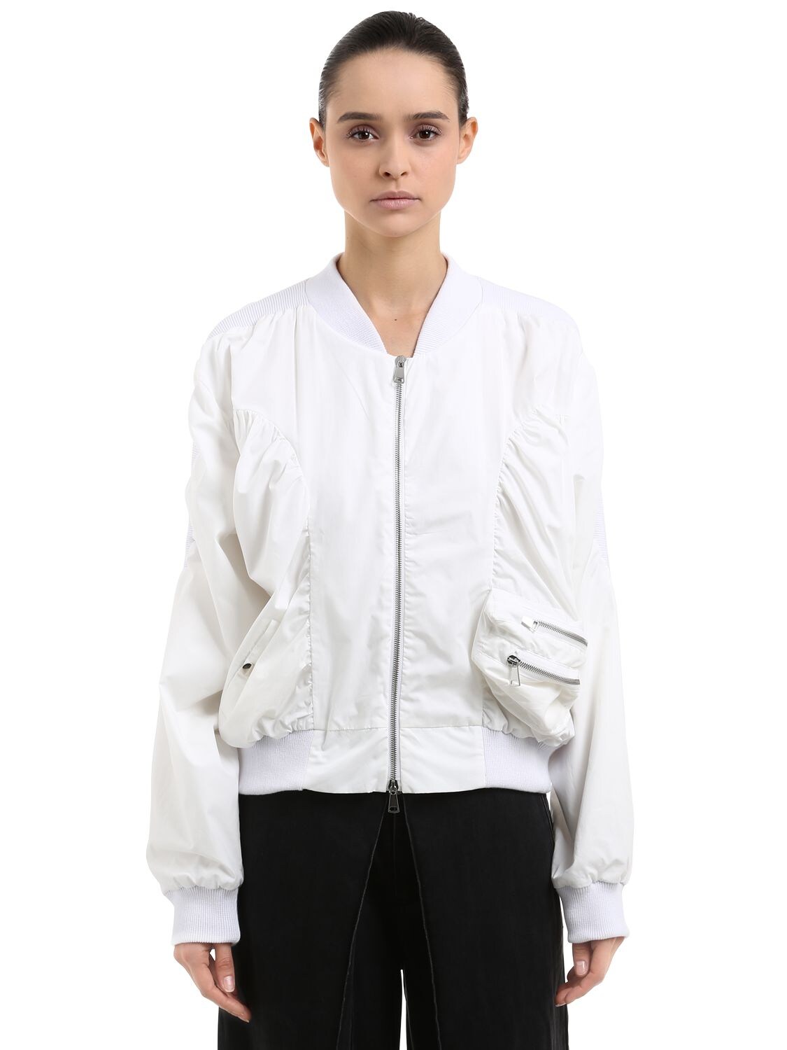 Aalto Cotton Bomber Jacket In White
