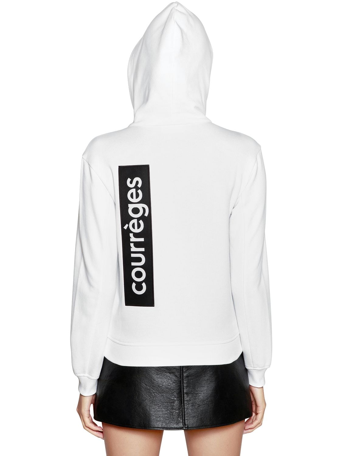 Courrèges Hooded Zip-up Cotton Sweatshirt In White