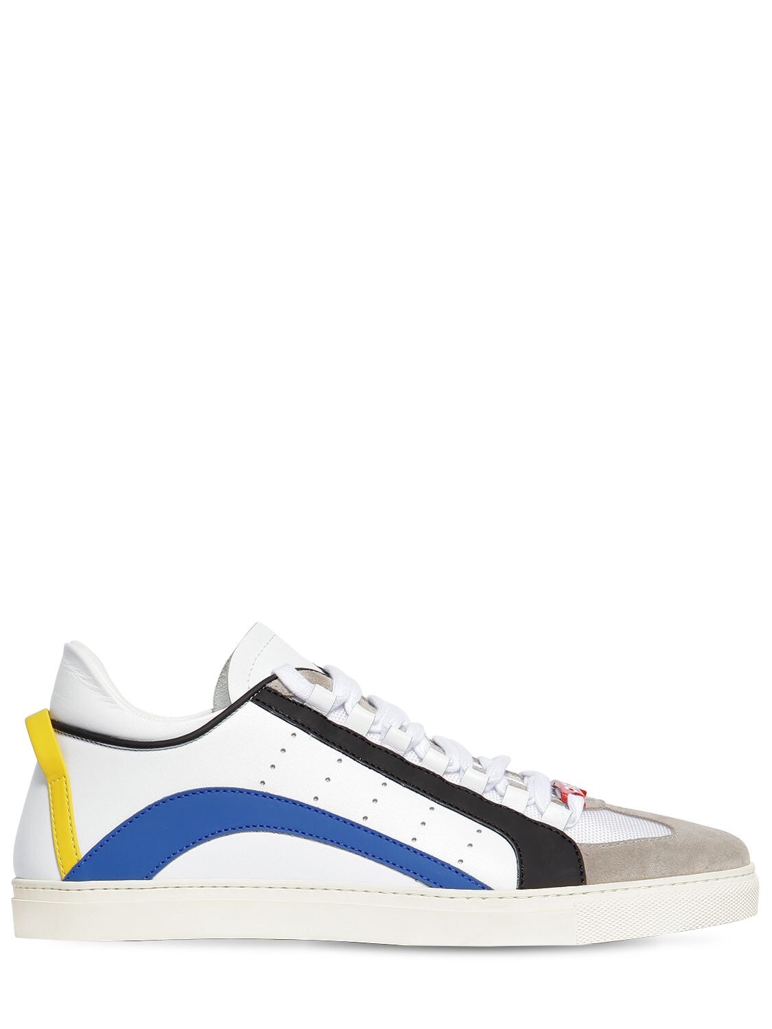 Dsquared2 New 551 Leather Rubber Suede Sneakers In White,blue