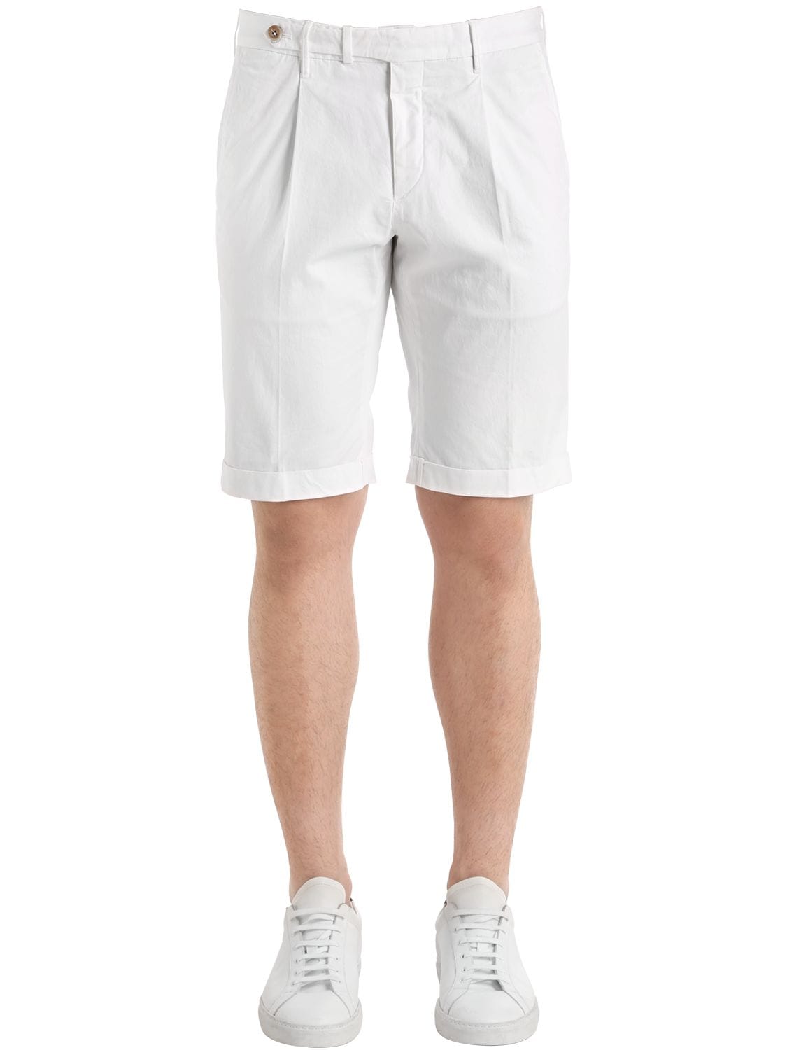 Gta Slim Light Gabardine Stretch Shorts In White