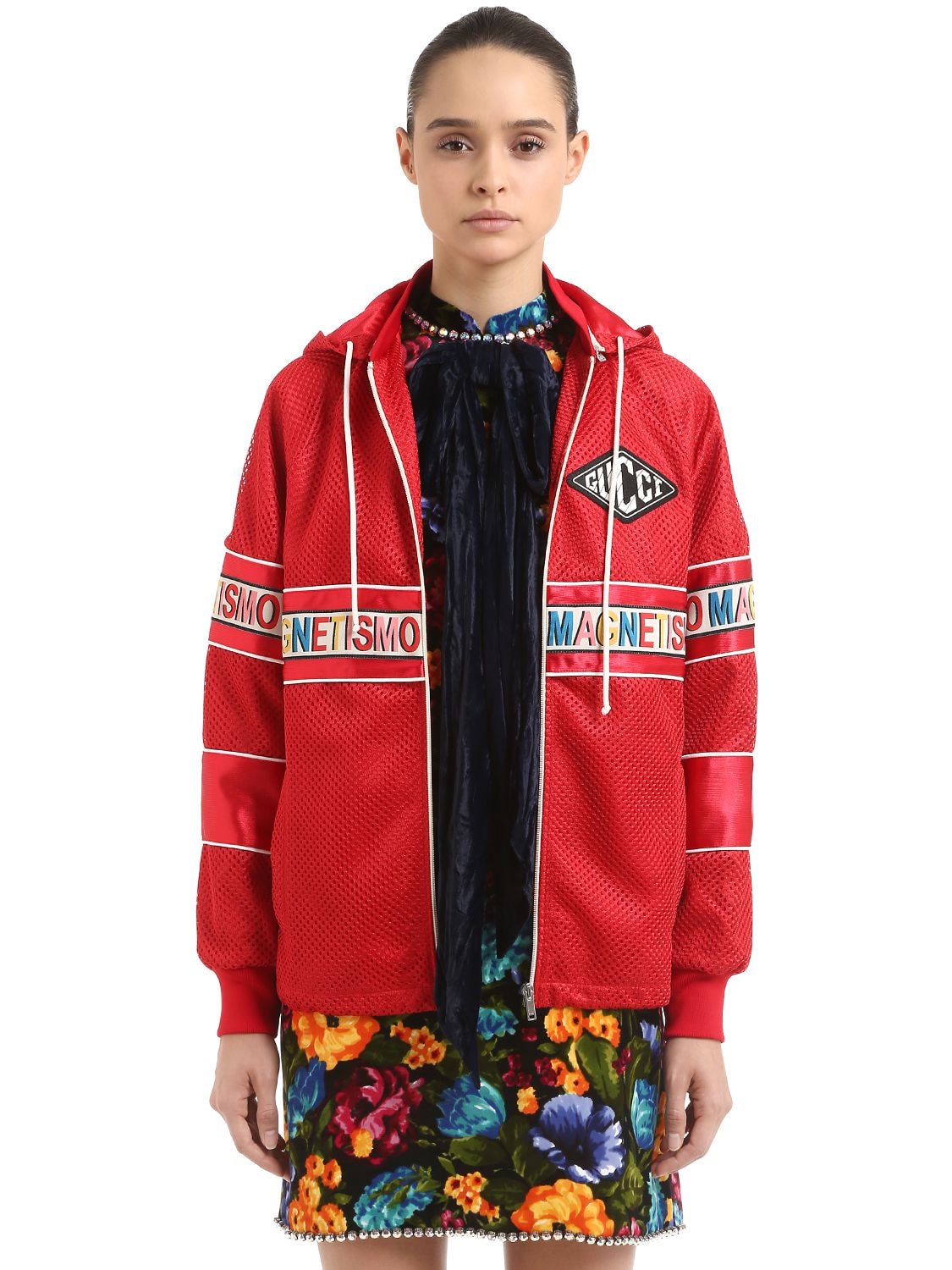 Gucci Magnetismo Hooded Track Jacket In Red
