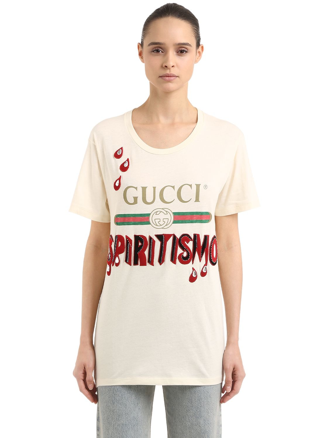 GUCCI SPIRITISMO&LOGO印图织棉T恤,67IH0H029-NZU1MA2