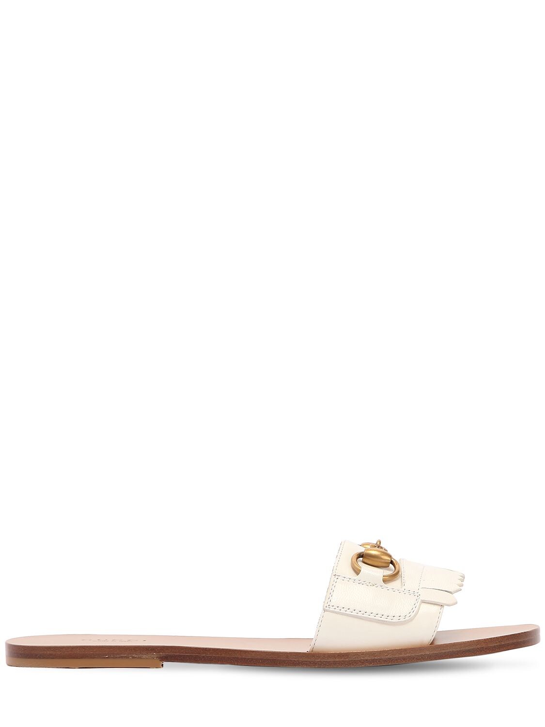 Gucci 10mm Varadero Leather Slide Sandals In Off White