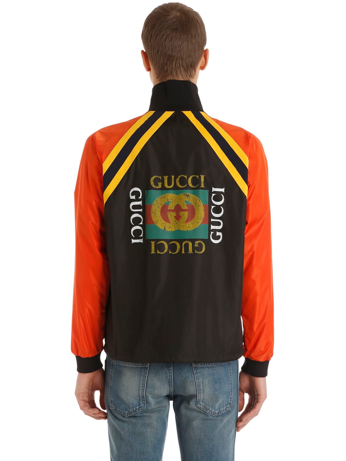 GUCCI LOGO PRINTED LIGHT NYLON JACKET,67IH0K037-MTU2NQ2