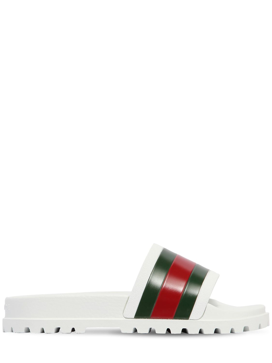 gucci men's web rubber slide sandal