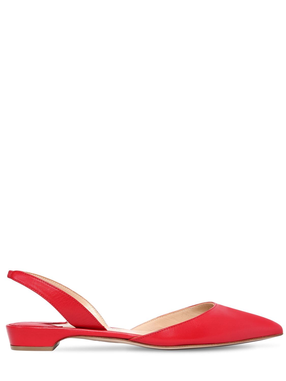 Paul Andrew 15mm Rhea Leather Slingback Flats In Red