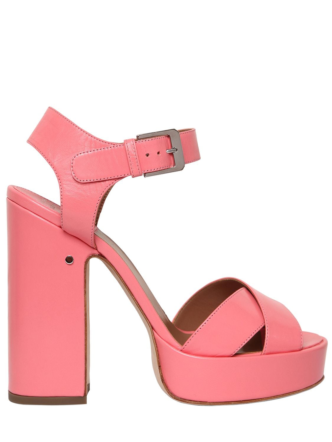 Laurence Dacade 120mm Rosange Leather Platform Sandals In Bright Pink