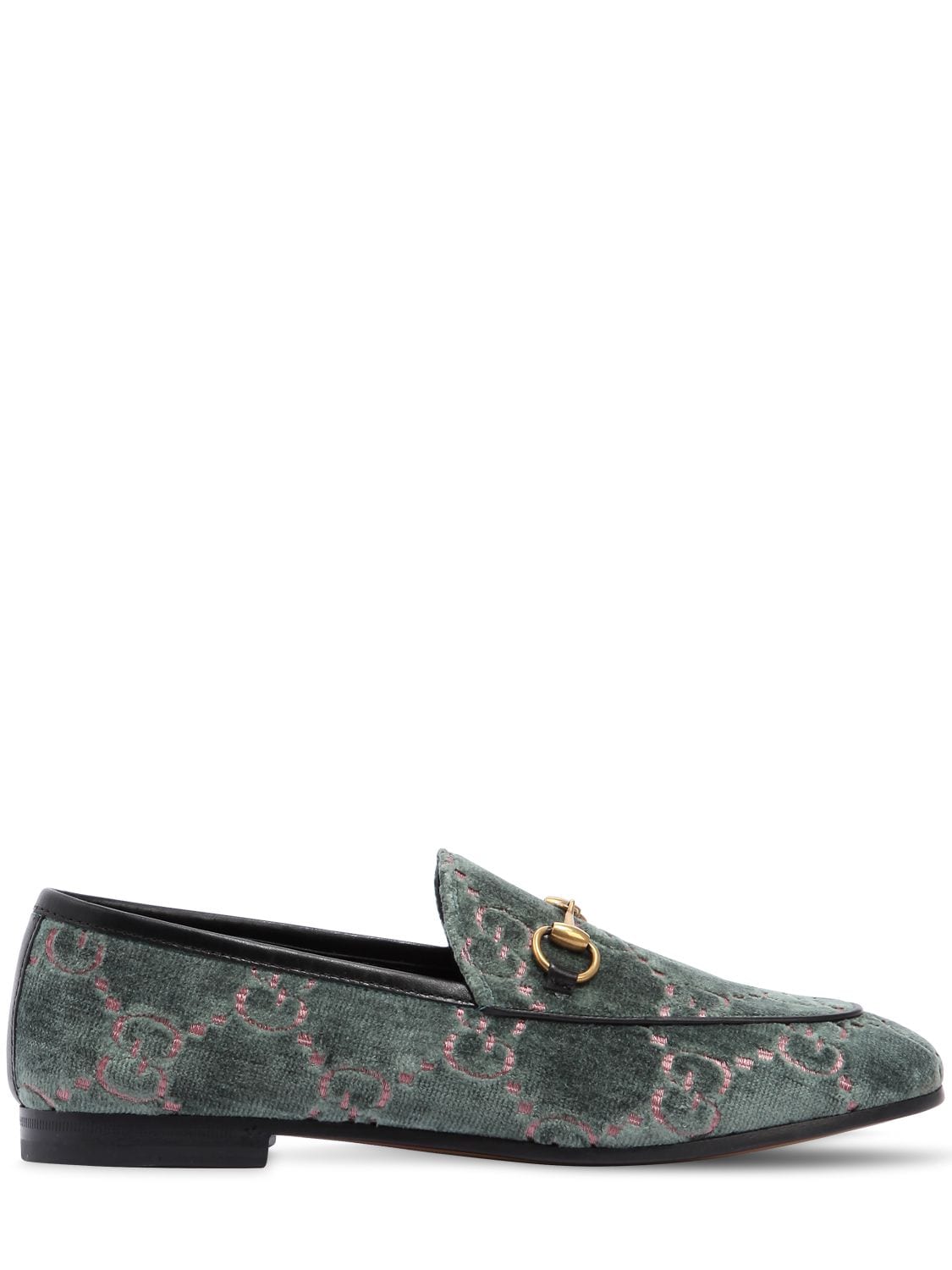 Gucci 10mm New Jordan Gg Velvet Loafers In Petrol