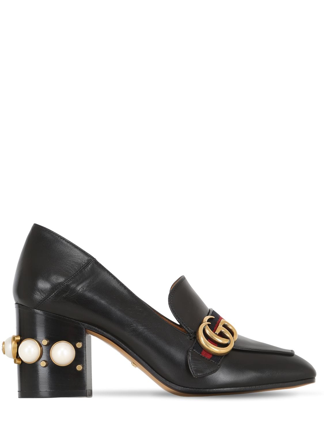 GUCCI 75Mm Peyton Embellished Leather Pumps in Black | ModeSens