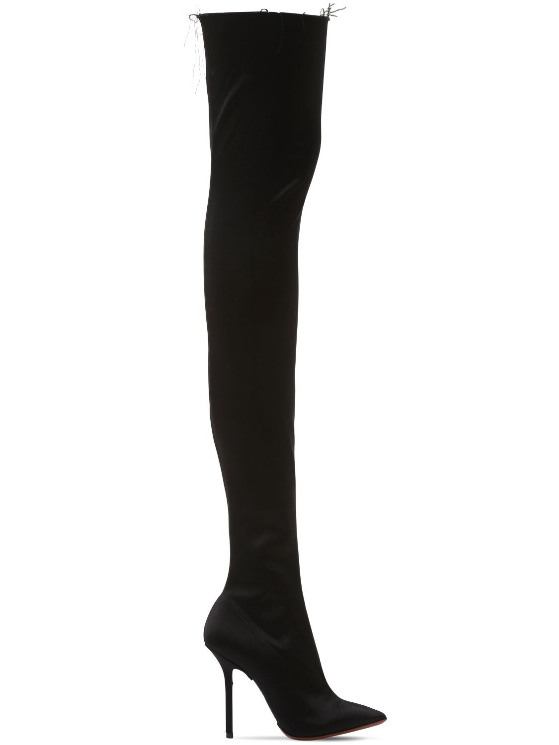 Vetements 110mm Thigh High Stretch Satin Boots In Black