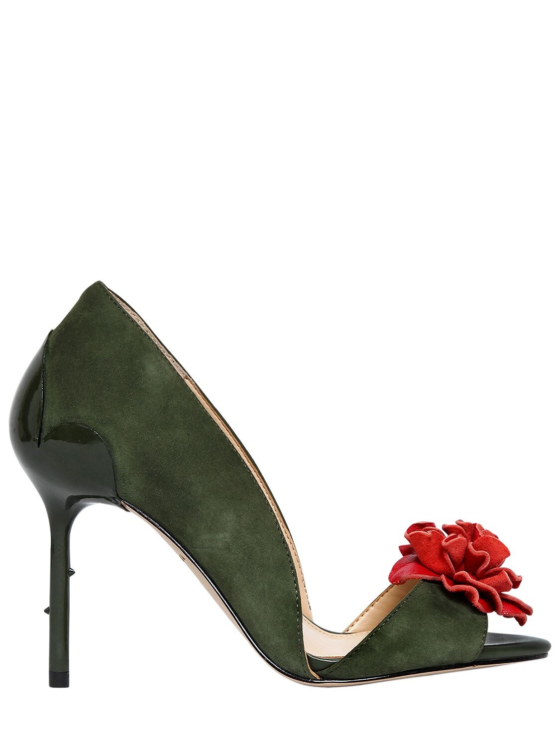 Katy Perry 90mm Faye Flower Suede Pumps In Forest Green