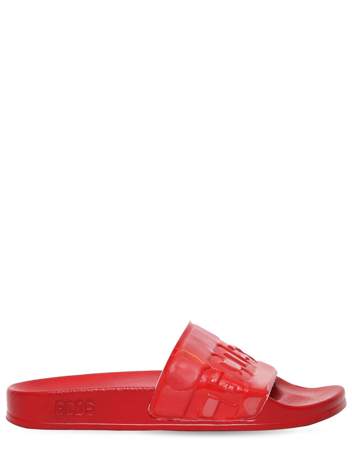 Gcds 20mm Embossed Logo Rubber Slide Sandals In Red