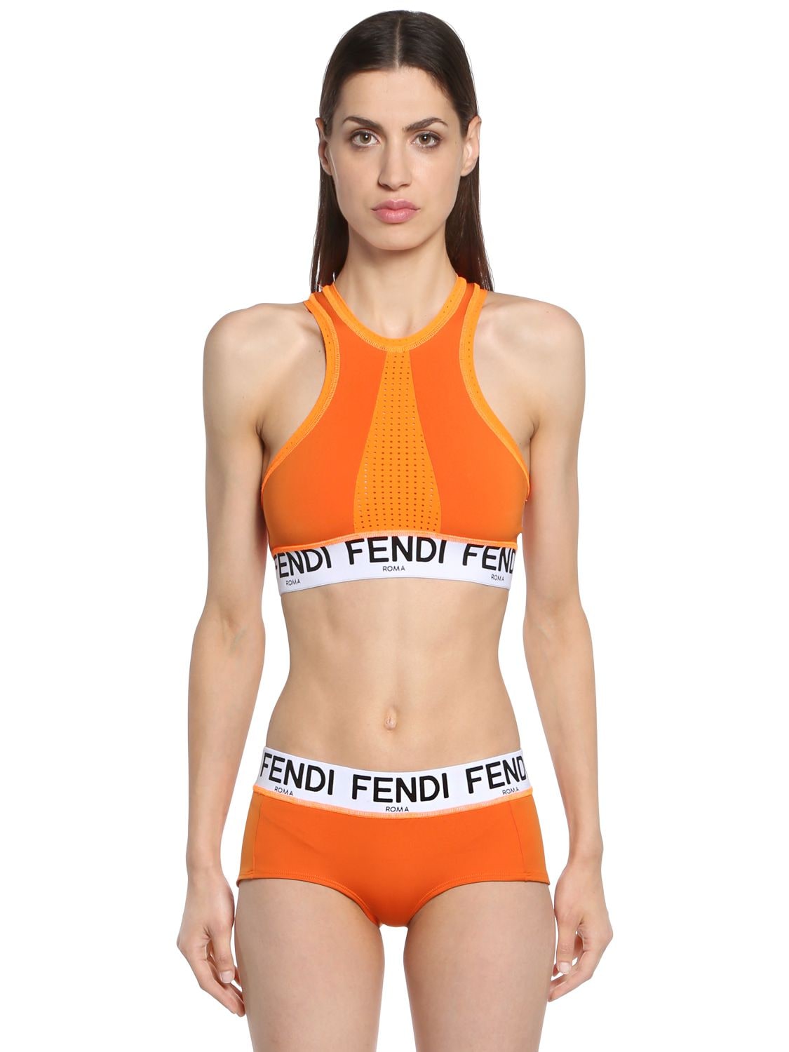 Fendi Logo Band Stretch Sports Bra In 